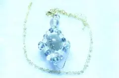 水晶のペンダントトップ(チェーンとストラップ付き)天然水晶・ハンドメイド