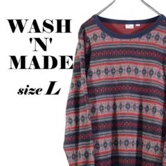 【レトロ古着】ノルディック柄 総柄 ロングスリーブカットソー アメカジ L