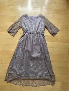 レースワンピース 七分袖 グレーのサムネイル