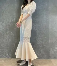タグ付き dazzlin ダズリン アイボリー オフショルダーレースリボン