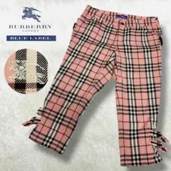 美品 バーバリーブルーレーベル ボンテージ パンツ ベルト ノバチェック ピンク