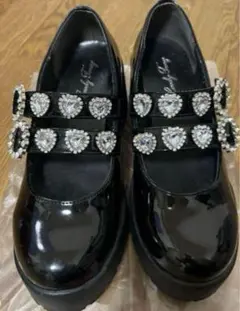 厚底ローファー ハートビジュー付き Lサイズ