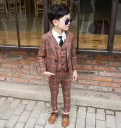 ブラウン系チェックスーツセット