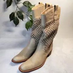 【良品】JOHNNY MOKE/ジョニー モーク/ブーツ/ベージュ/約23.0のサムネイル