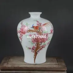清雍正粉彩寿桃紋橄欖瓶 景徳鎮 陶磁器 装飾品 現代工芸品 美術品 置物