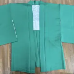 ミントグリーン刺繍入シルク羽織　身丈78.裄丈66