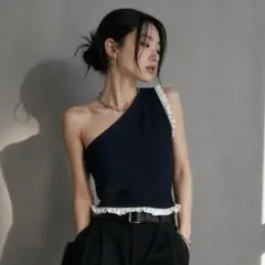 未着用 ZARA ザラ ワンショルダー フリル モード モノトーン 大人コーデ