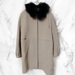 ナチュラルベーシック ロングコート ファー付き ベージュ シンプル 豪華のサムネイル