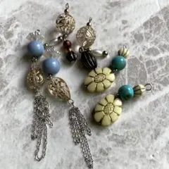アンティークハンドメイド イヤリング チャーム 9点セット