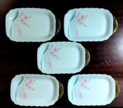 たち吉・花柄 プレート 5枚セット 金彩のサムネイル