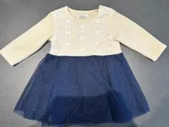 入園式 セレモニー 女の子 ワンピース 80 アイボリー・ネイビー チュール