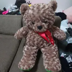 茶色クマのぬいぐるみ 赤いリボン付き