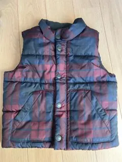 チェック柄ダウンベスト（フリース裏地）