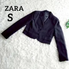 ZARA ザラ　テーラードジャケット　黒　ショート丈　クロップド丈　S　003