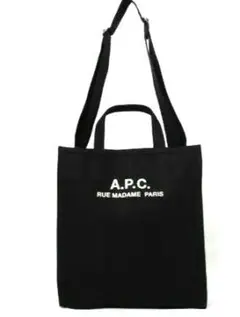 A.P.C. ロゴ入2WAYキャンバス ショルダーバッグ ・トートバッグ・黒
