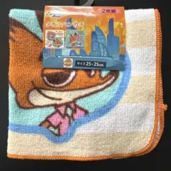 ズートピア　タオルハンカチ　2枚　ディズニー　新品　ニック　ジュディ　ミニタオル