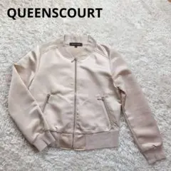 【クイーンズコート】サテンブルゾン 上品 ピンクベージュ系 Sのサムネイル