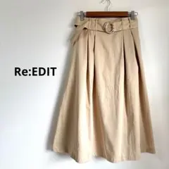 Re:EDIT リエディフレアスカート ミモレ丈 ウエストベルト付き サイズMのサムネイル
