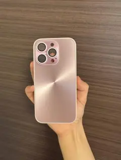 iPhone15pro用メタリックピンクケース