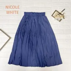 NICOLE WHITE プリーツスカート ブルー系 Fサイズ ウエストゴム