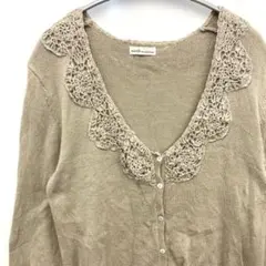 【earth music&ecology】レース襟 ベージュ カーディガン 綿