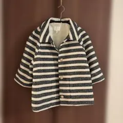 【H&M】ストライプ 春ジャケット/5分袖アウター/EUR XL【未使用】