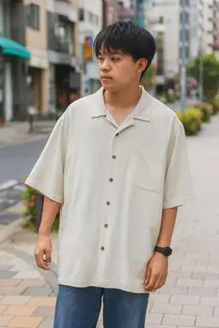 半袖シルクシャツ！アロハ　ベージュXL 11