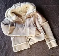【美品】ユニクロ/ボアフリースパーカー/ベージュ