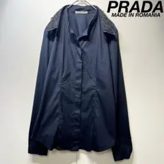 希少 PRADA 上質 刺繍 レース 比翼 デザイン 長袖 ペプラム シャツのサムネイル