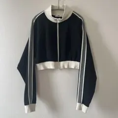 WEGO トラックジャケット クロップドパーカー ブラック/ホワイト F