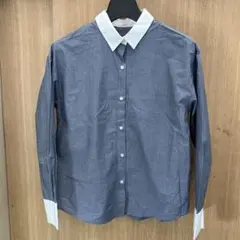 LHELBIE 長袖シャツ クレリックシャツ ブルーのサムネイル