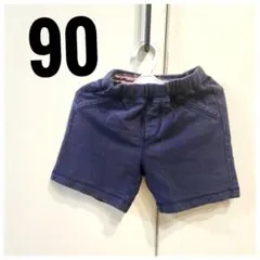 【良品】ユニクロ90センチ　ネイビー ゴムウエストパンツ　夏