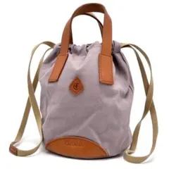 CLEDRAN クレドラン 巾着 ハンドバッグ バケツ型 ミニ 帆布 レザー