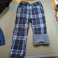 キッズ ネイビー チェック柄 パンツ 100cm