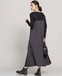 サテン フレア キャミワンピース nano・universe グレー