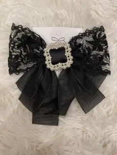 新品未使用 ブラックレースリボンヘアアクセサリー
