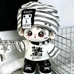 かっこいい ぬいぐるみ服20cm ぬい服 ぬい活　黒白 フルセット チョーカーのサムネイル