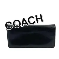 COACH ブラック 二つ折り長財布　小銭入れ付き Bランク　71977