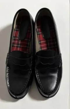 美品　ローファー　ブラック　チェック　26.5