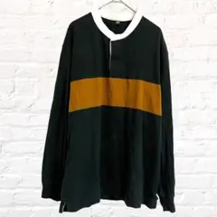 ユニクロ カットソー クルーネック ボーダー グリーン オレンジ メンズ L