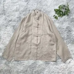 無印良品 MUJI (S-M) リネンジャケット チャイナボタン 麻 メンズ