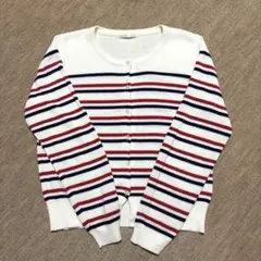 ボーダーデザイン長袖カーディガンのサムネイル