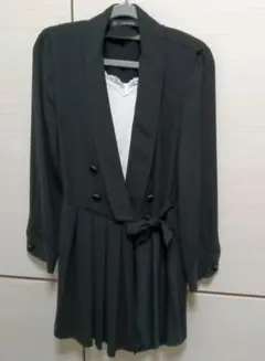 ZARA ジャケット風プリーツショートオールインワン キュロット S 黒