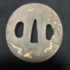 鉄地高彫色絵象嵌「蕪」図 大鍔 笄櫃銀埋 江戸時代保証 書鍔箱 - メルカリ