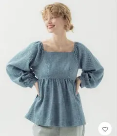 バルーンスリーブ チェック柄 ブラウス M バックリボン coca コカ