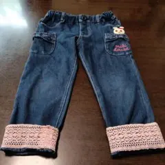 miki house ウサギ刺繍デニムパンツ 100