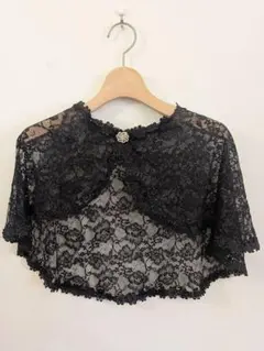 レースケープ　黒　ブラック結婚式　お呼ばれ　ドレス　1195　ラインストーン