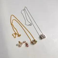 リング型チャームとパールのネックレスセット