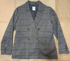 グレー チェック柄 ダブルブレストジャケット