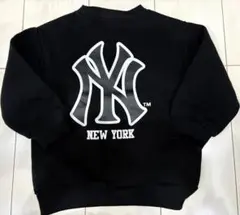 新品　100cm MLB ヤンキース　裏起毛トレーナー　黒